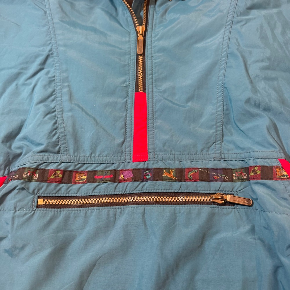 Vintage Women's LL Bean Thinsulate Anorak Jacket Teal Red Hooded XL - Picture 3 of 5
